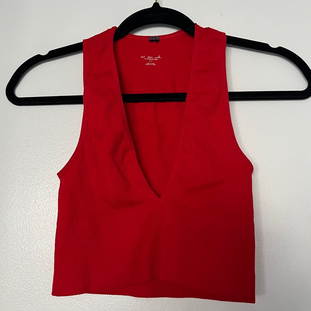 Urban Outfitters Red V-Neck Crop Top